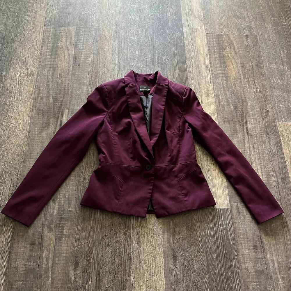 Worthington Women's 6 Burgundy Stretch Blazer Jacket Tailored Fully Lined